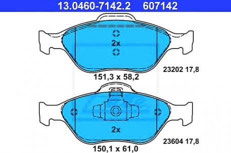 Гальмівні колодки, дискові ATE 13.0460-7142.2 (фото 1)
