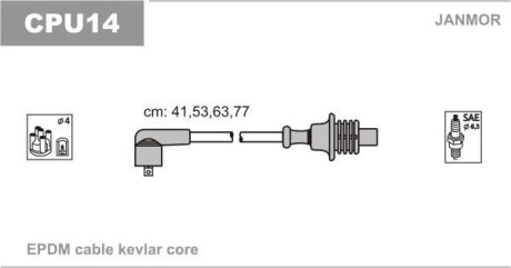 Провід запалювання (EPDM) FIAT DUCATO;PEUGEOT205,306,405,406,BOXER;CITROEN BERLINGO) JANMOR CPU14