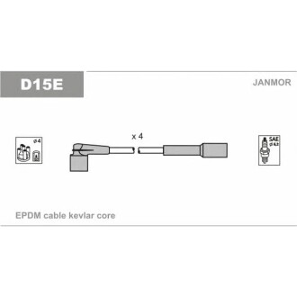 Провід запалювання (EPDM) DAEWOO Sens JANMOR D15E