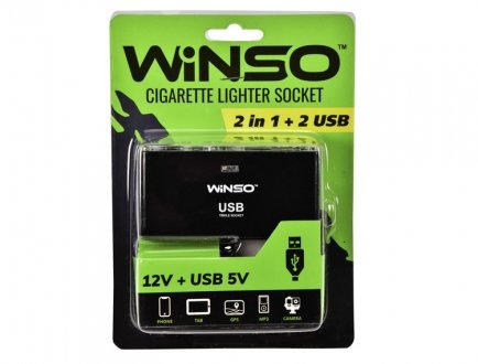 Розгалужувач USB-перехідник на прикурювач 2 в 1 + 2 USB WINSO 200110 (фото 1)