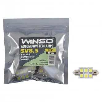 12V SMD SV8.5 T11x39 6LEDS 5050 white 10шт.уп. WINSO 127450