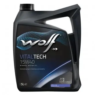 Моторное масло Vitaltech 15W-40 минеральное 5 л WOLF 8301117