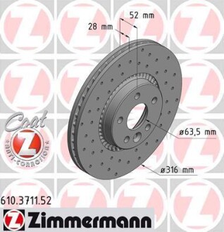 Диск гальмівний SPORT Z ZIMMERMANN 610.3711.52