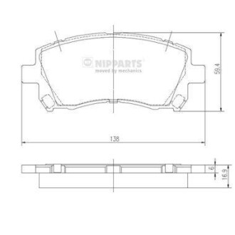 Колодки гальмівний диск. Subaru FORESTER; OUTBACK; LEGACY NIPPARTS J3607013