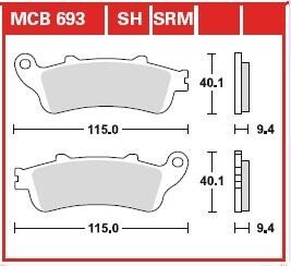 Гальмівні колодки скутерні TRW / LUCAS TRW MCB693SRM