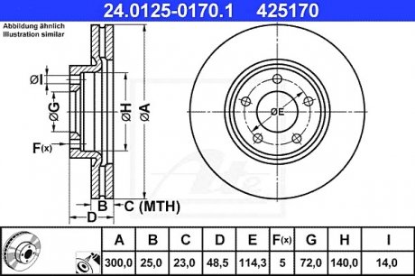 Гальмівний диск ATE 24.0125-0170.1 (фото 1)