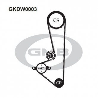 Ремонтний комплект для заміни паса газорозподільчого механізму GMB GKDW0003 (фото 1)
