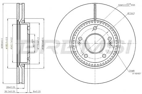 Тормозной диск перед. Sonata V/Tucson/i40/ix35/Optima/Sportage 04- (300x28) BREMSI DBB630V (фото 1)