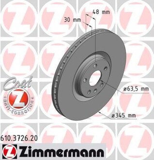 Диск тормозной ZIMMERMANN 610.3726.20