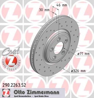 Диск тормозной ZIMMERMANN 290.2263.52