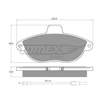 Тормозные колодки дисковые TOMEX 1335 (фото 1)