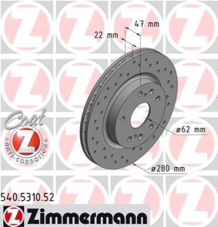 Диск гальмівний SPORT Z ZIMMERMANN 540.5310.52