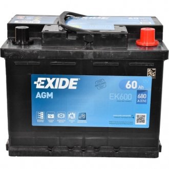 Акумулятор 6 CT-60-R EXIDE EK600 (фото 1)
