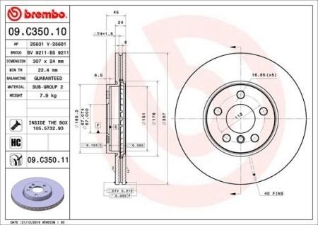 Гальмівний диск BREMBO 09.C350.11