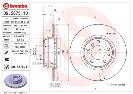 Тормозной диск BREMBO 09.5875.11 (фото 1)