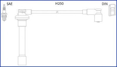 Провода высокого напряжения 4 шт. HONDA Civic 1,3-1,6 91-01, Accord 1,8-2,2 90-98 ROVER HITACHI-HUCO 134520 (фото 1)
