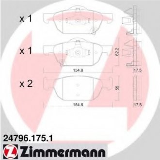 Колодки тормозные дисковые ZIMMERMANN 24796.175.1
