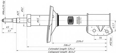 Амортизатор подвески перед Logan 1.2/1.4/1.5/1.6 (04-) (стойка в сборе)(масло) TRIALLI AH 09051