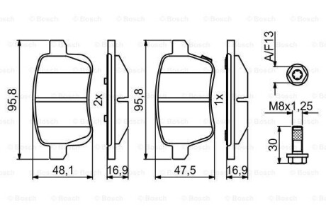 Комплект тормозных колодок 0 986 494 825 BOSCH 0986494825