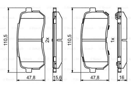 Комплект тормозных колодок, дисковый тормоз BOSCH 0986494828