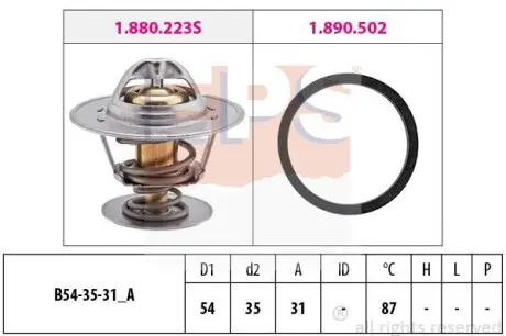 VW Термостат 87°C (прокладка + кольца) 1,4-1,8Audi 80, 100,A6,Golf II,III,IV,V,T5,Passat,T4 2,0 -97,SeatFord EPS 1.880.278