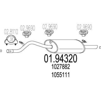 Задняя часть выхлопной системы (Глушитель). MTS 01.94320