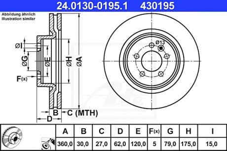 Тормозной диск ATE 24.0130-0195.1 (фото 1)