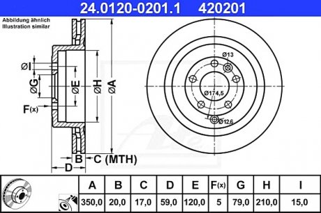 Тормозной диск ATE 24.0120-0201.1 (фото 1)