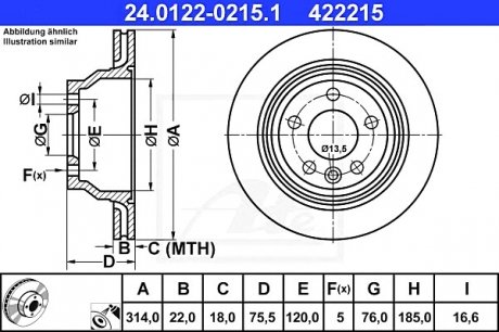 Тормозной диск ATE 24.0122-0215.1 (фото 1)