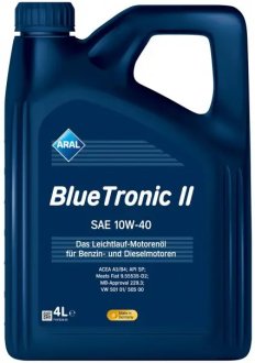 Моторное масло BlueTronic 10W-40 полусинтетическое 4л ARAL 154FE6