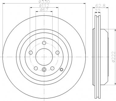 Тормозной диск задн. вент. DB GL,ML, R 251 05- (330*22) MINTEX MDC2065 (фото 1)