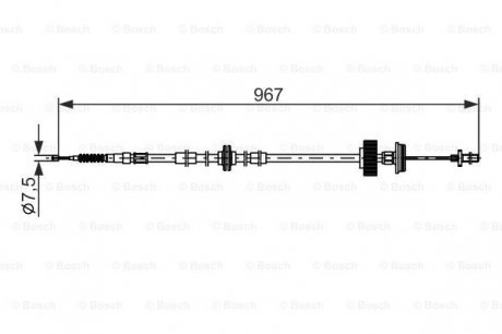 Трос ручника (L) BMW X5 (E70/F15/F85)/X6 (E71/E72/F16/F86) 2.0D-4.8 06- M57/N52/N57/N63 (967mm) 1 987 482 794 BOSCH 1987482794 (фото 1)