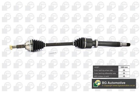 Полуось Ford Transit 00-06 2.0-2.4d (28/26) 1062mm Пр. BGA DS2320RA