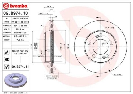 Тормозной диск BREMBO 09.B974.11