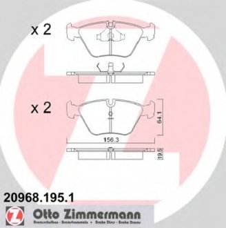 Колодки тормозные дисковые ZIMMERMANN 20968.195.1 (фото 1)