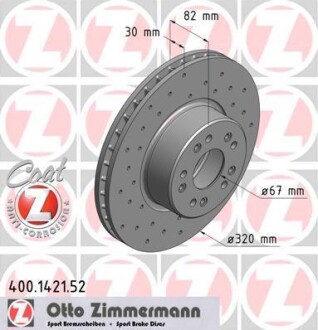 Диск гальмівний SPORT Z ZIMMERMANN 400.1421.52 (фото 1)