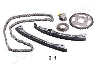 К-т цепи ГРМ (цепь+2 звездочки+2 направляющие+натяжитель) TOYOTA Avensis 2.0-2.2D, RAV-4 JAPANPARTS KDK-211 (фото 1)