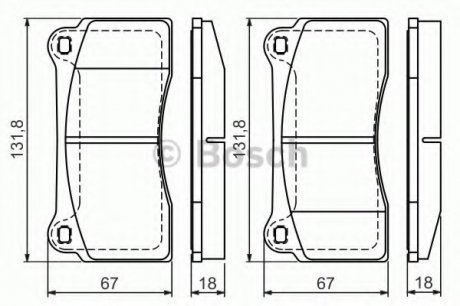 Тормозные колодки дисковые, к-кт. BOSCH 0 986 494 353