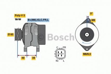 Генератор BOSCH 0 986 080 570 (фото 1)