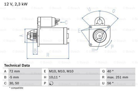 Стартер BOSCH 0 986 018 970