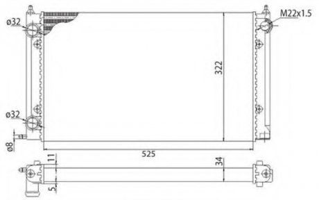 Радиатор двигателя SEAT TOLEDO I (1L) 1,6 VW CADDY I (14) 1,5 1,6 1,8 GOLF I* (17) 1,6 1,8 1,6D GOLF II* (19E/1G [] MAGNETI MARELLI 350213203003 (фото 1)