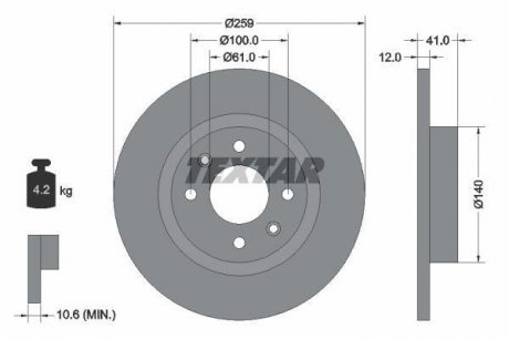 Тормозной диск PRO TX TEXTAR 92175103 / 98200 1751 0 1 PRO (фото 1)