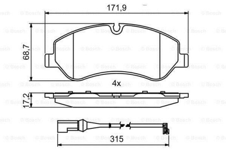 Гальмівні колодки дискові BOSCH 0986494844