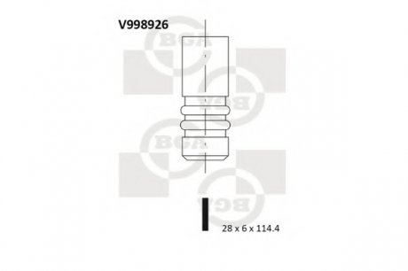 Клапан впускний (28x6x114,4) OPEL ASTRA H, ASTRA H BGA V998926 (фото 1)
