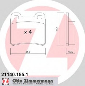 Колодки тормозные дисковые ZIMMERMANN 21140.155.1 (фото 1)