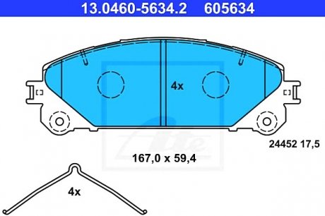 Комплект тормозных колодок, дисковый тормоз ATE 13.0460-5634.2