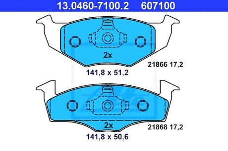 Комплект тормозных колодок, дисковый тормоз ATE 13.0460-7100.2 (фото 1)