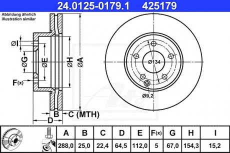 Гальмівний диск ATE 24.0125-0179.1