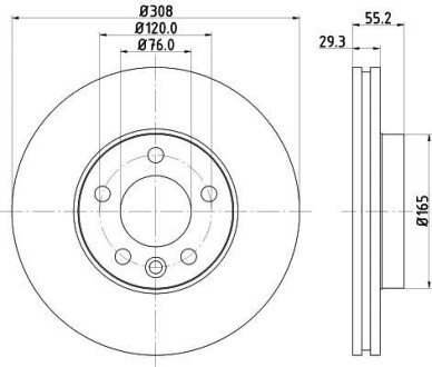 Диск гальмівний з покриттям PRO; передн. PAGID HELLA 8DD355109-661