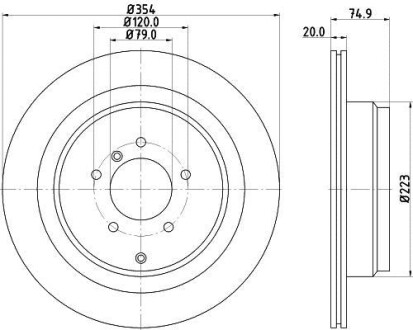 Тормозной диск зад. Range Rover III 02-12 (354x20) PAGID HELLA 8DD355115-291